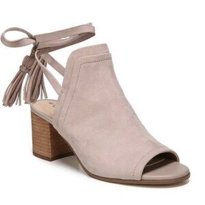 New SAM EDELMAN Sampson Sandal Sand Suede Tassel Ankle Tie Heeled Mule SZ 7